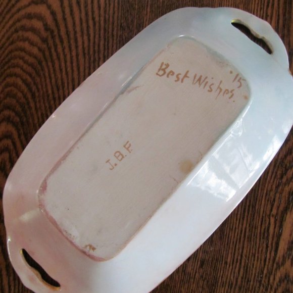 Art Nouveau China 1915 Olive Dish Hand Painted Bowl Olive Branch Italian Wedding - Picture 5 of 5